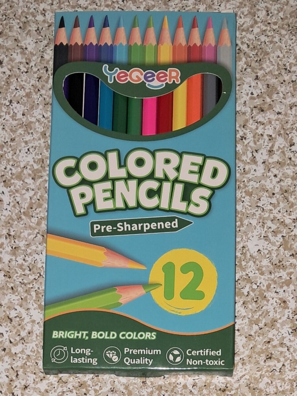 NEW YeGeeR 12 Pre Sharpened Colored Pencils Nontoxic
